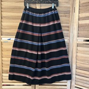 Christian Dior Vintage Wool Multicolor Striped Midi Skirt size S